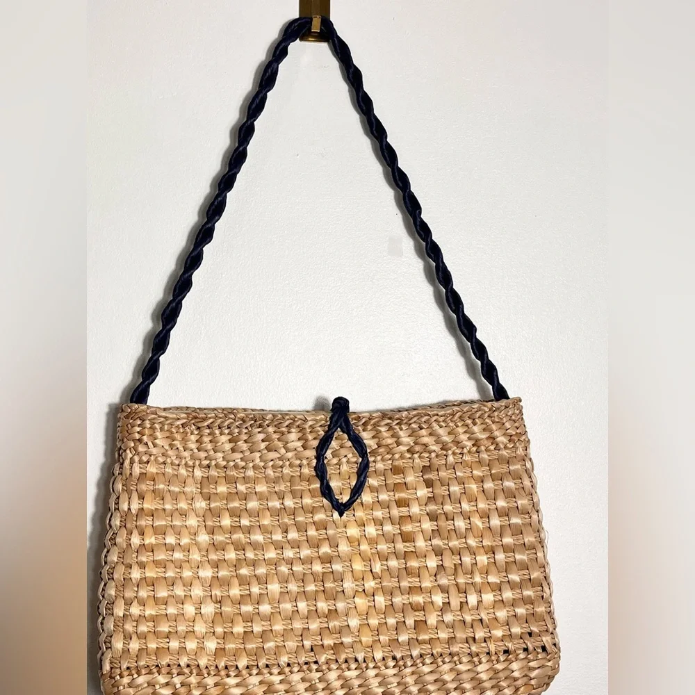 WALBORG VTG woven straw/ raffia handbag/Purse/clutchflower detail made in Italy - Picture 11 of 11